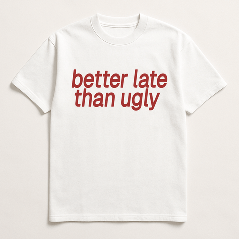 Better Late Than Ugly White Tee