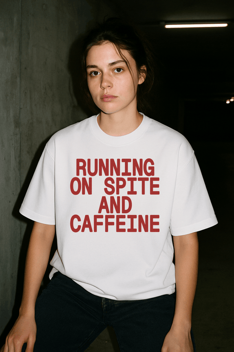 Running On Spite And Caffeine White Tee