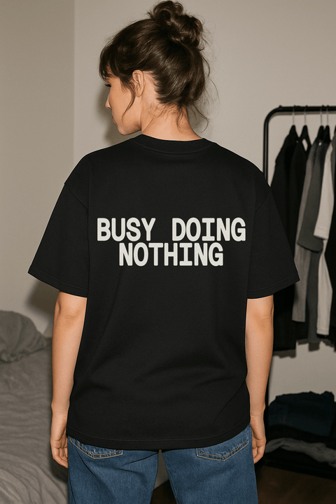 Busy Doing Nothing Black Tee