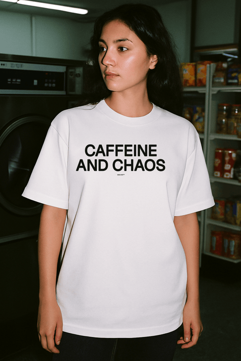 Caffeine And Chaos White Tee