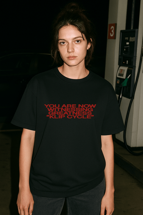 YOU ARE NOW WITNESSING GREATNESS “KLIP CYCLE” Black Tee