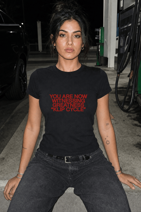 YOU ARE NOW WITNESSING GREATNESS “KLIP CYCLE” Black Tee