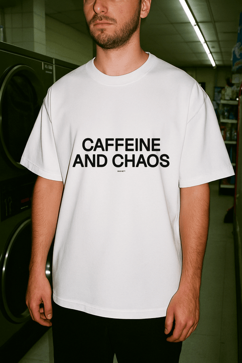 Caffeine And Chaos White Tee