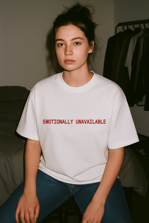 Emotionally Unavailable White Tee