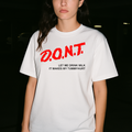 D.O.N.T Tee - White — production artwork on Dead Set library mockup