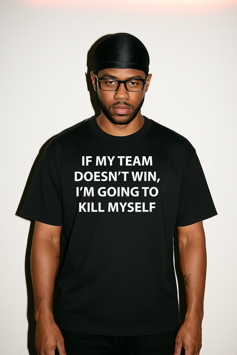 Sports Fan Tee - Black — production artwork on Dead Set library mockup