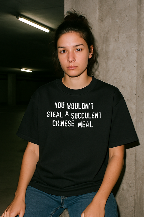 You Wouldn't Steal Tee - Black — production artwork on Dead Set library mockup