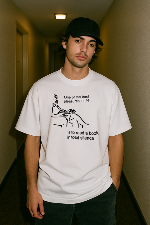 Read A Book Tee - White — production artwork on Dead Set library mockup
