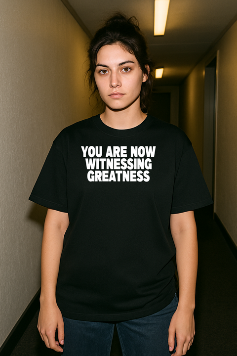 You Are Now Witnessing Greatness Tee - Black — production artwork on Dead Set library mockup