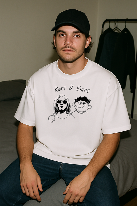 Kurt & Ernie Tee - White — production artwork on Dead Set library mockup