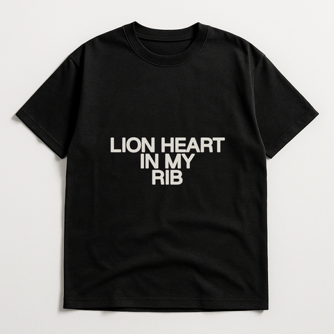 LION HEART IN MY RIB Black Tee