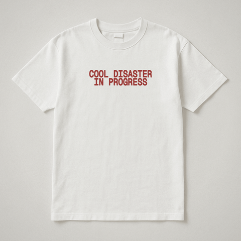 Cool Disaster In Progress White Tee