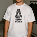 She King On My Gizzard White Tee — production artwork on Dead Set library mockup