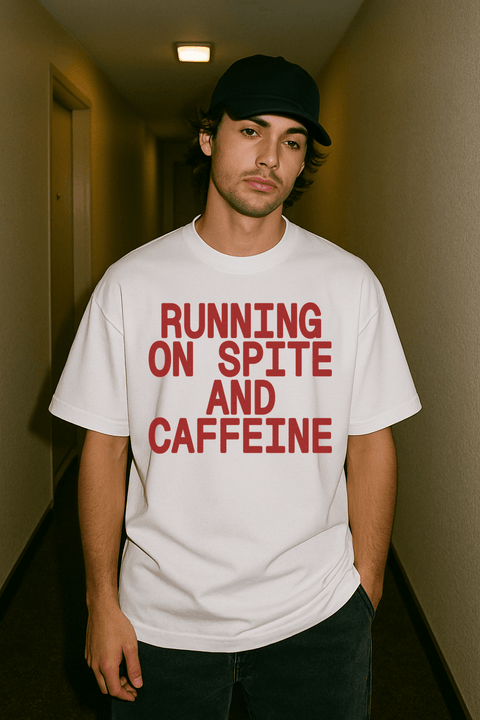 Running On Spite And Caffeine White Tee