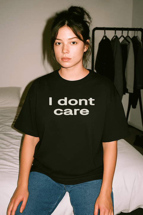 I don’t care Black Tee