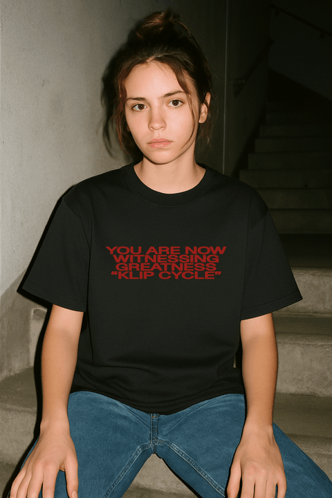 YOU ARE NOW WITNESSING GREATNESS “KLIP CYCLE” Black Tee