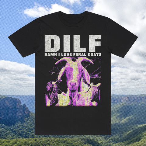 DILF FERAL GOATS BLACK T-SHIRT