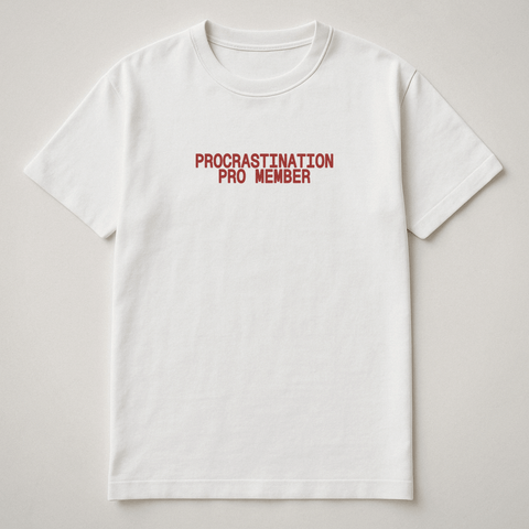 Procrastination Pro Member White Tee