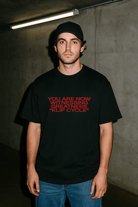 YOU ARE NOW WITNESSING GREATNESS “KLIP CYCLE” Black Tee