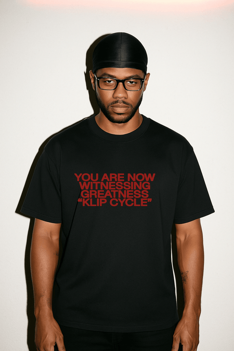 YOU ARE NOW WITNESSING GREATNESS “KLIP CYCLE” Black Tee