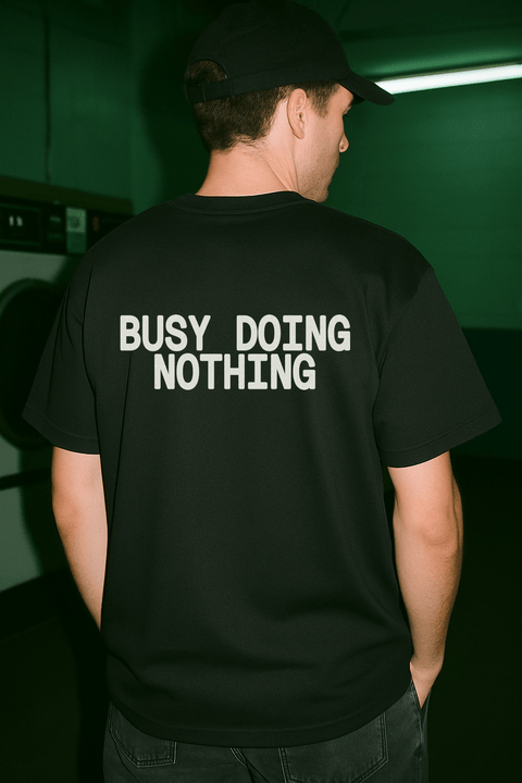 Busy Doing Nothing Black Tee