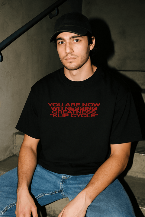 YOU ARE NOW WITNESSING GREATNESS “KLIP CYCLE” Black Tee